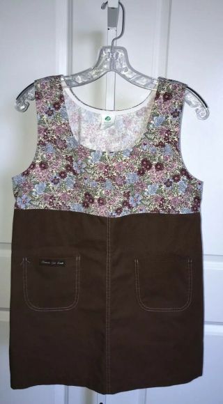 Brownies Girl Scouts Vtg Usa Jumper Dress Uniform Size 12 1/2 Floral Top Pocket