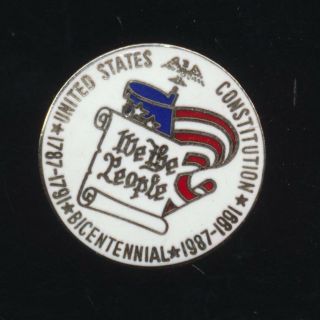1991 We The People Lapel Pin Back Constitution Scroll American Flag Bicentennial