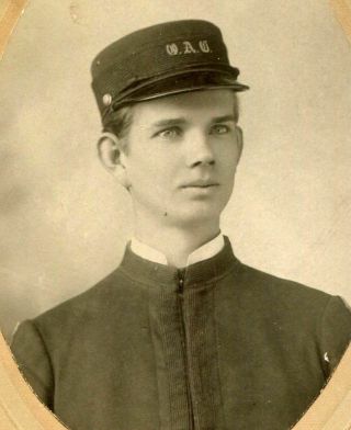 Antique Oval Matted Photo Very Handsome Young Man W Uniform & Cap Salem Or