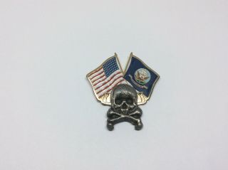 United States Navy Flag American Crossbones Skull Motorcycle Vest Biker Pin