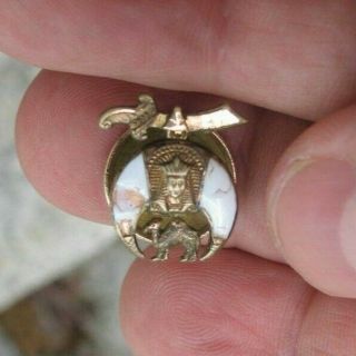 Vintage Masonic Shriners Gold Fill Enamel Pharaoh Camel Hat Sword Stud Lapel Pin