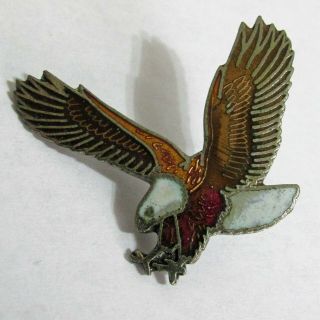 Eagle Landing Metal Enamel Lapel Hat Pin Vintage