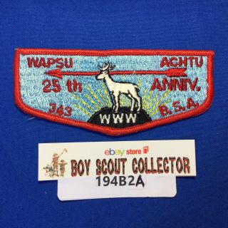 Boy Scout Oa Wapsu Achtu Lodge 339 25th Order Of The Arrow Pocket Flap Patch