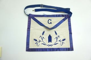 Vintage Masonic Masons Apron By C E Ward Co Embroidered Leather Silk Trim N2