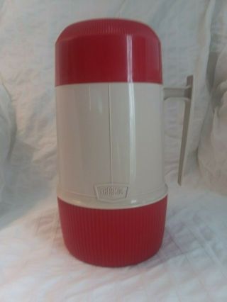 VINTAGE THERMOS KING SEELEY 6002 10 OZ.  RED AND TAN Hot and Cold 2