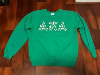 Alpha Kappa Alpha Aka Green Embroidered Sorority Sweatshirt (sz Large) Vintage