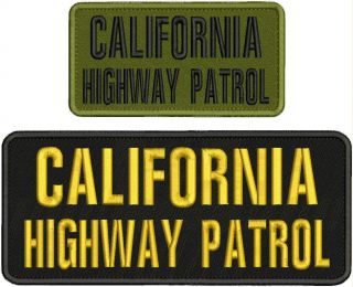 California Highway Patrol Embroidery Patch 4x10 & 3x6 Sew On Back Blk/gold