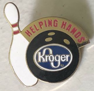 Kroger Helping Hands Bowling Employee Lapel Hat Pin Pinback Grocery Store