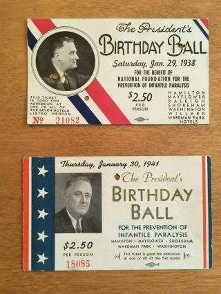 President Franklin D Roosevelt (fdr) - 3 Birthday Ball Tickets - One Is Signed