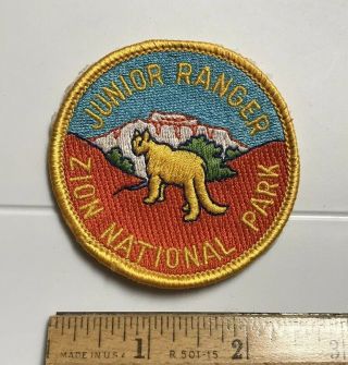 Zion National Park Junior Ranger Mountain Lion Round Embroidered Patch Badge