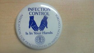Infection Control Is In Your Hands Germ Virus Bacteria Button Pinback Pin Tu19