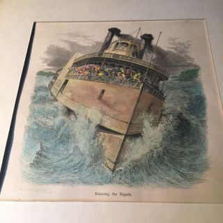 Niagara Falls,  Maid Of The Mist Entering The Rapids 7” X 7” From Late 1800’s Bk