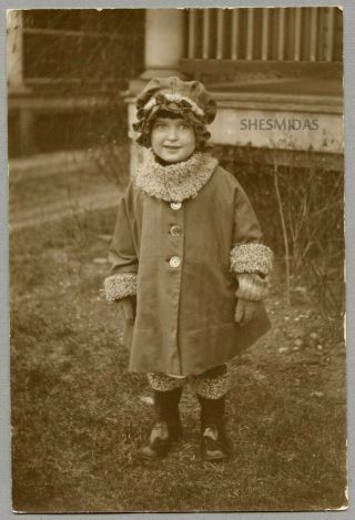 Adorable Little Girl Dressed For Winter,  Vintage Photo 130