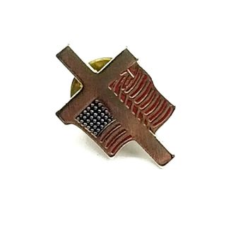 Vintage American Flag & Cross Lapel Hat Pin Patriotic 4th Of July United States