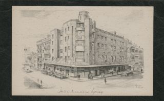 S1022) Vintage Art Postcard By Douglas Pratt " Hotel Mansions " Sydney N.  S.  W.