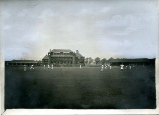 Lancashire County Cricket Club Long Range Photograph V Essex 1920s Inc Pavilion