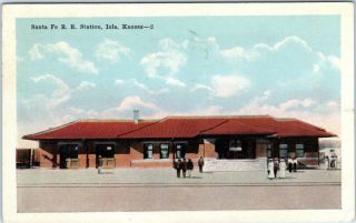 Iola,  Kansas Ks Santa Fe Railroad Station Train Depot C1910s Postcard