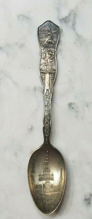 Vintage 1915 Silver San Francisco Exposition Tower Of Jewels Souvenir Spoon