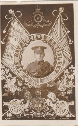 Old Photo Postcard People Man Military Royal Field Artillery Aldershot Newby At1