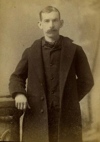 Antique Photo Cabinet Card Mustache Man Coat By Richard Walzl Washington D C
