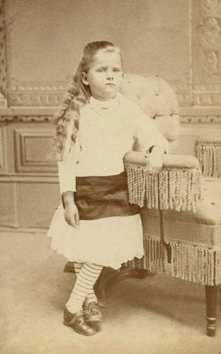 Antique Photo Cdv Young Girl Fashion By Milice Warsaw Indiana