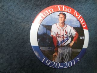 Stan Musial 2013 Pin Back Button St.  Louis Baseball Cardinals Memorial Badge