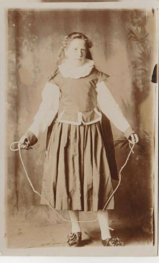 Old Photo Fashion People Young Woman Pleated Dress Girl Skipping Rope Newport F2