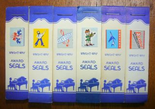 6 Rare Vintage Wright - Way Award Seals Books Piano Music Teacher Composers