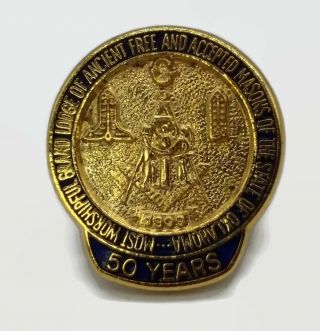 Masonic Lapel Pin Oklahoma Grand Lodge Award 50 Years A Mason