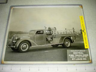 Sales Photograph 8 " X 10 " - 1930s Central Fire Truck Co - Staunton Fd