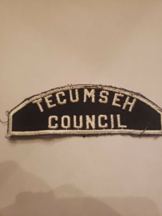 Tecumseh Council Sea Scout Bsa Shoulder Patch Blue & White Strip Bws Vg - Ex