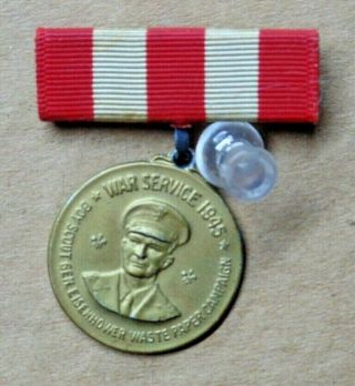 Boy Scouts 1945 War Service Medal Ribbon Ww2 Award Waste Paper Money Campaign