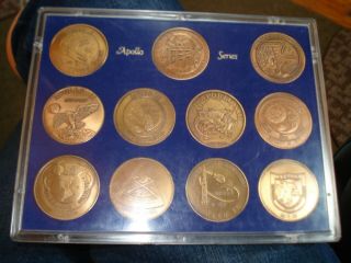 Nasa Apollo Manned Space Flight Series 11 Antique Bronze Coin Set