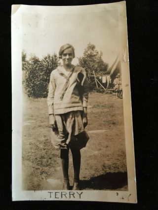 1920s Very Pretty Young Girl Scout Full Length Portrait Possible Bugler ? Terry