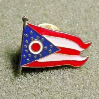 Ohio State Flag Colored Metal Lapel Pin Back Federal State Of The Usa