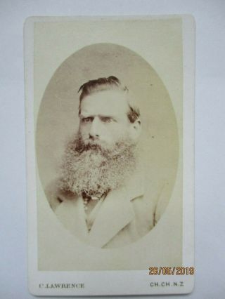 Victorian Cdv Photo Bearded Gentleman By C.  Lawrence,  Christchurch Zealand