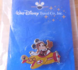 Disney 100 Years Of Magic Tie/hat/lapel Pin - Mickey Mouse In Airplane