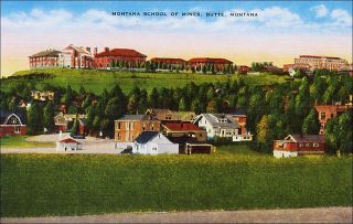 Montana School Of Mines,  Butte,  Mt.  Dorms,  Gym,  Classroom Buildings.  Linen.