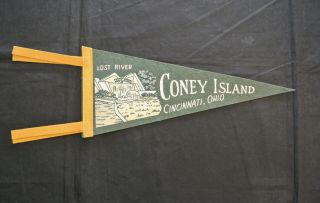 Vintage Coney Island Cincinnati,  Ohio Souvenir Felt Pennant