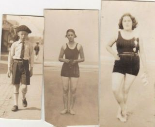 3 Small Old Photo Children Boy Women Beach Glamour Mabelthorpe 1930s Oc2