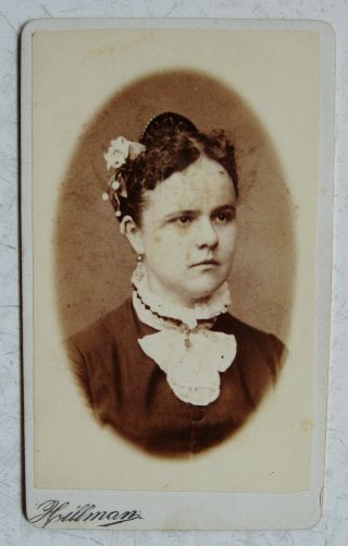 Antique Cdv Photo Portrait Of A Lovely Young Woman Mary Brueck Buffalo Ny