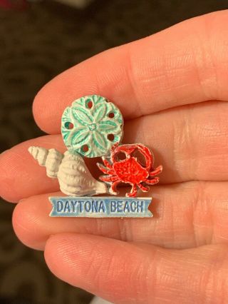 Vintage Daytona Beach Florida Sea Shell Crab Lapel Pin (cc)