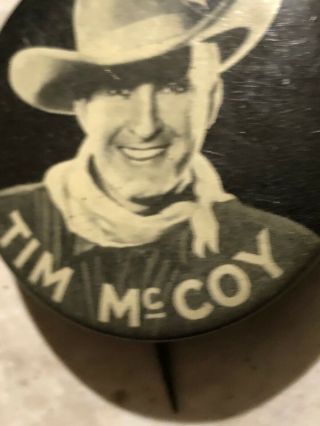 Tim McCoy Pinback Western Star Button 1930 ' s 1940 ' s Vintage Rare 2