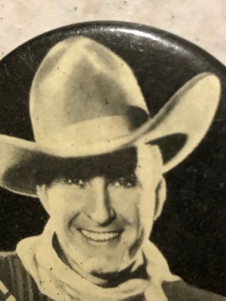 Tim McCoy Pinback Western Star Button 1930 ' s 1940 ' s Vintage Rare 3