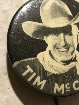 Tim McCoy Pinback Western Star Button 1930 ' s 1940 ' s Vintage Rare 4