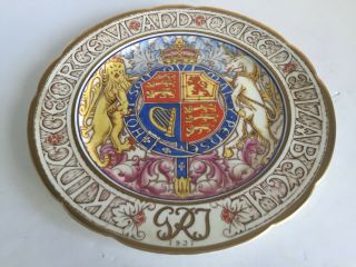 1937 Paragon China KING GEORGE VI and Queen Elizabeth Coronation Plate 10 1/2 