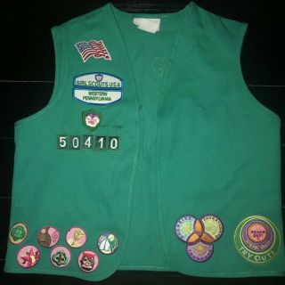 Girl Scouts Usa Green Vest With Badges Western Pennsylvania Pa