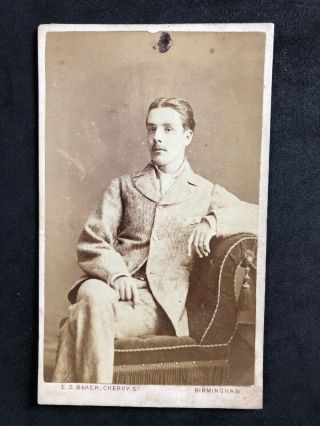 Victorian Carte De Visite Cdv: Handsome Young Man: Dated 1875 Baker: Birmingham