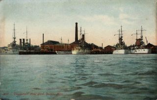 Old Postcard - Charlestown Navy Yard - Boston Mass