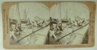 1898 Wrecked Us Battleship Maine Us Navy Military Stereoview Card